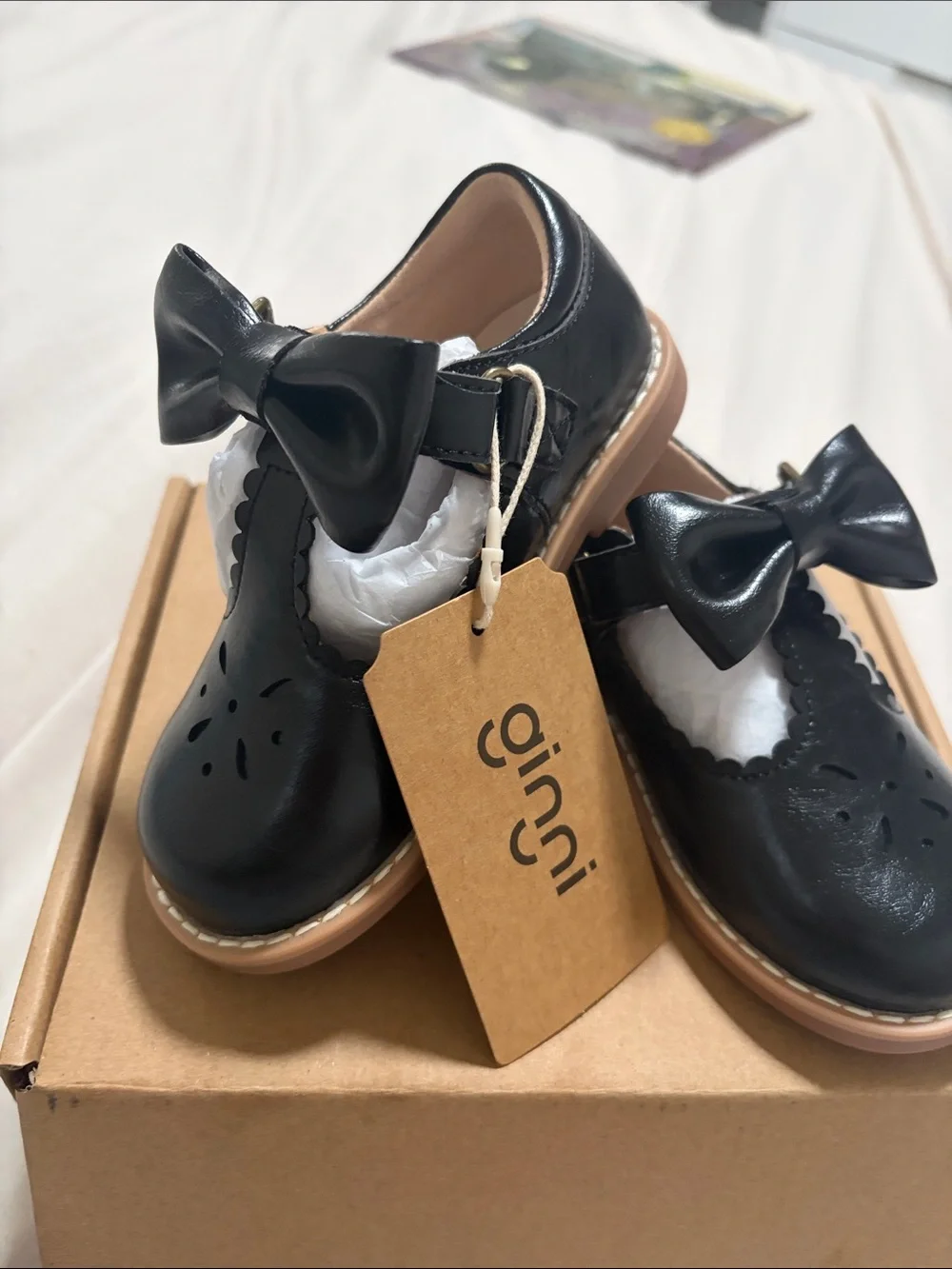 Ginni Kids Black Bow Dress Shoes - Classic Mary Jane